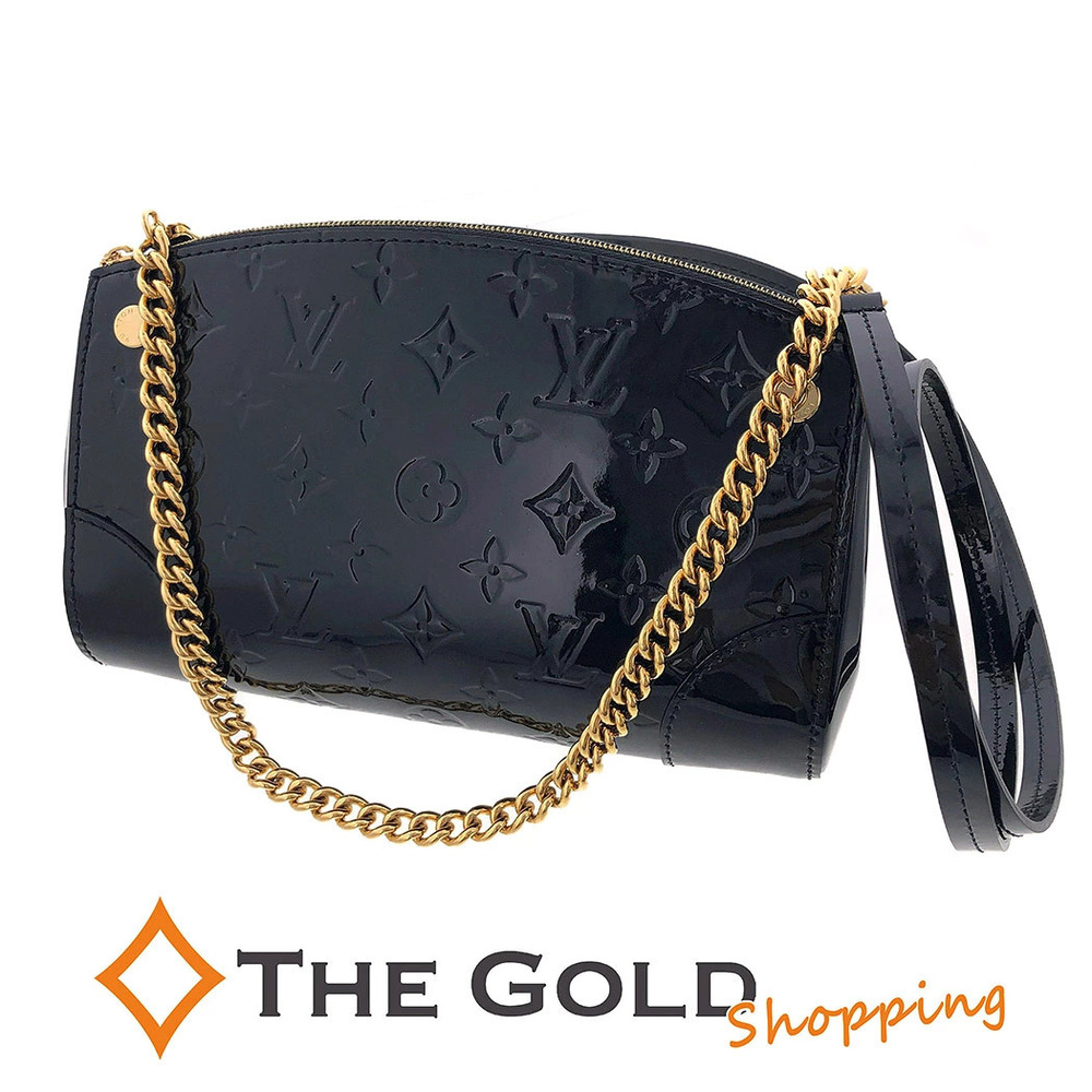 Louis Vuitton Santa Monica Pouch Monogram Enamel Crossbody Bag Noir Black